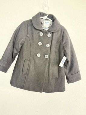 Old Navy Girls Charcoal Gray Double-Breasted Peacoat